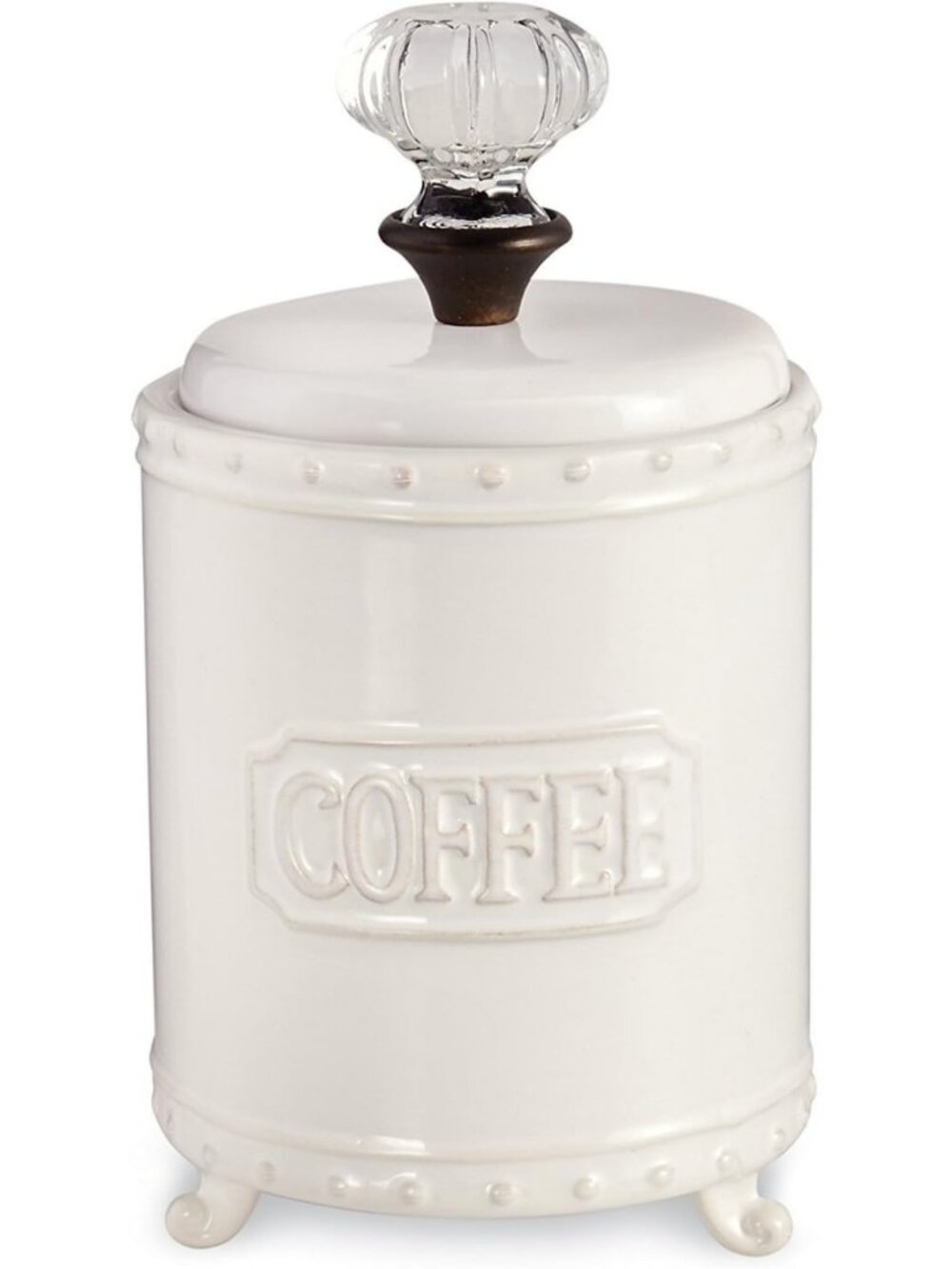 Chic White Ceramic Coffee Canister with Door Knob Handle - Stylish Kitchen